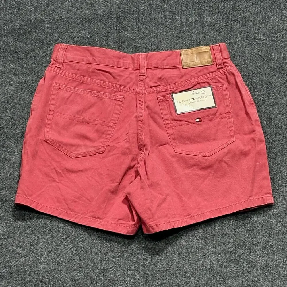 Tommy Hilfiger Shorts Womens 10 Red Pink Twill Chino Classic Fit Casual Summer
